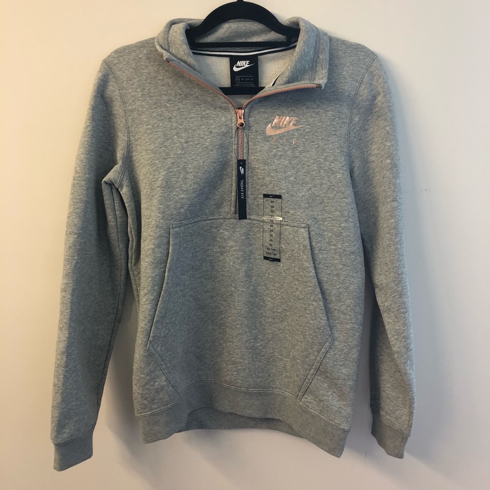 NWT Nike Air Half Zip Pullover Grey + Rose Gold - Picture 2 of 8